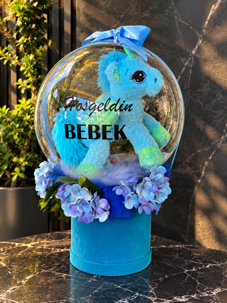 Erkek Bebek Balon İçinde Peluşlu