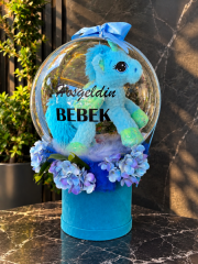 Erkek Bebek Balon İçinde Peluşlu